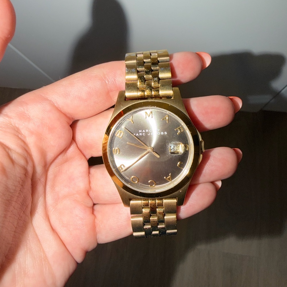 Marc Jacobs Men's Gold Bracelet Watch with Brown Dial